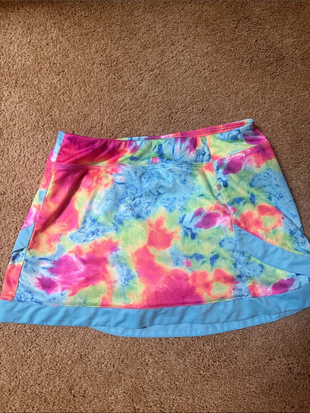 Champion Tie-Dye Mini Skirt with Light Blue Trim